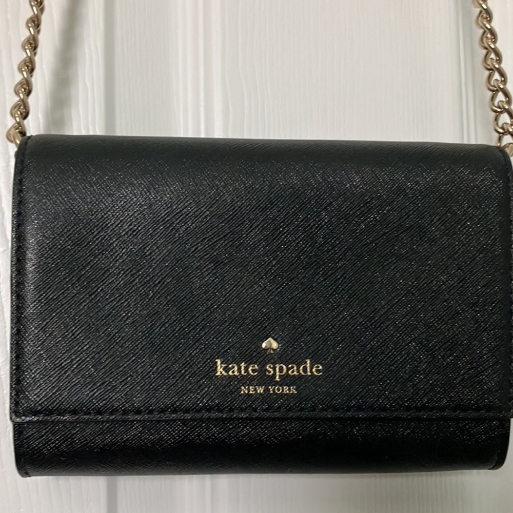 Kate Spade Black and Gold Crossbody Bag with Chain Strap